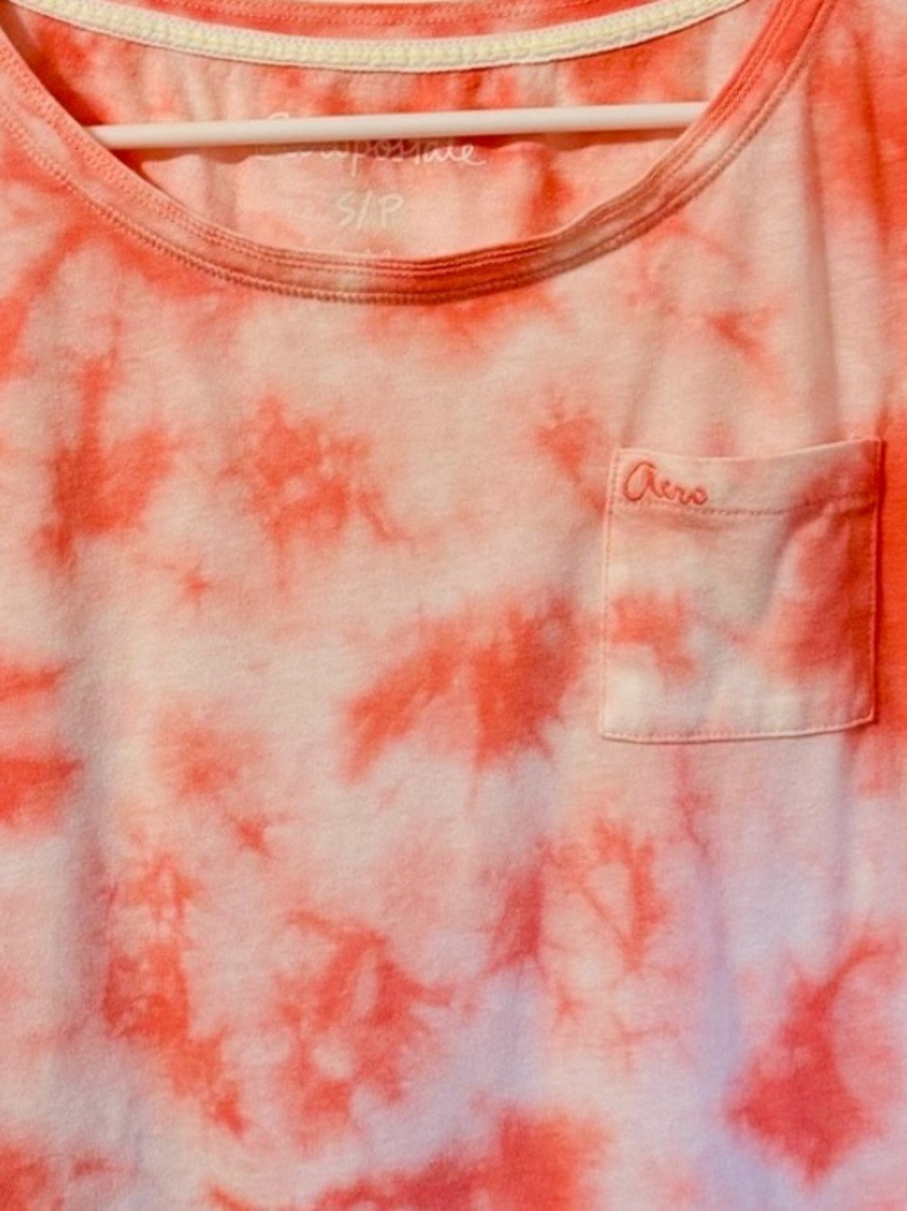 Aeropostale Coral Y2K Tie-Dye Crop Oversized Soft Short Sleeve Pocket Tee - Picture 5 of 8